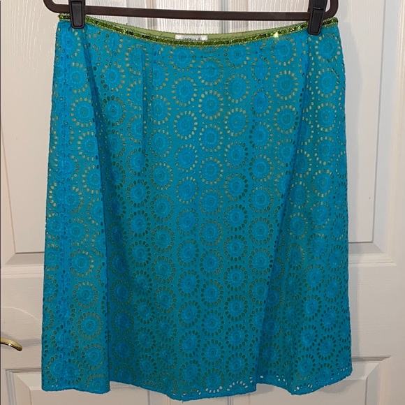 Two piece lime green and aqua skirt/top set - Picture 4 of 6